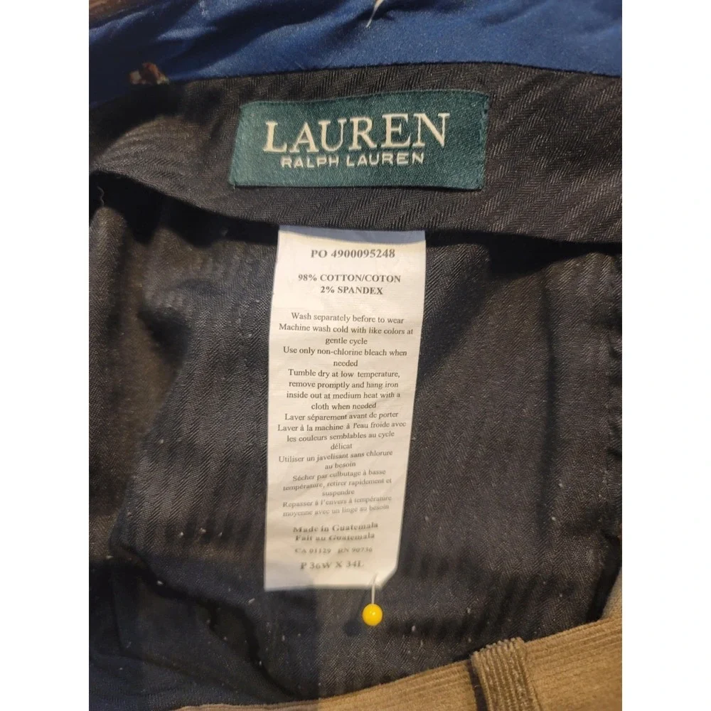 Lauren Ralph Lauren Classic‎ Fit Corduroy Pants Men's 36x34 Brown (Remove)
